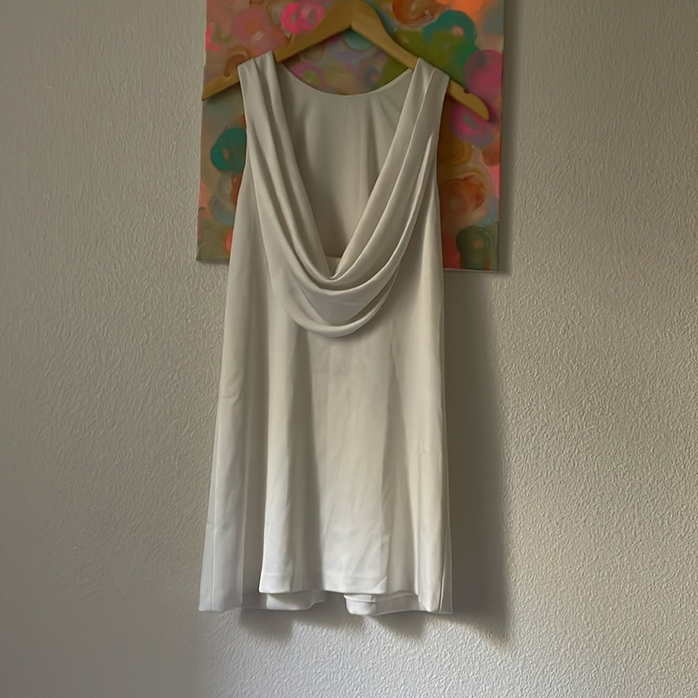 ALICE + OLIVIA Cowl Back Silk Bridal Shower Dress